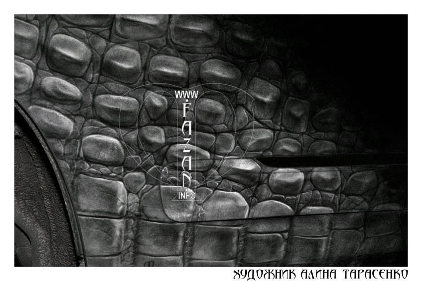 Аэрография "Крокодиловая кожа" на черном автомобиле Lexus GX460. Фото 16.