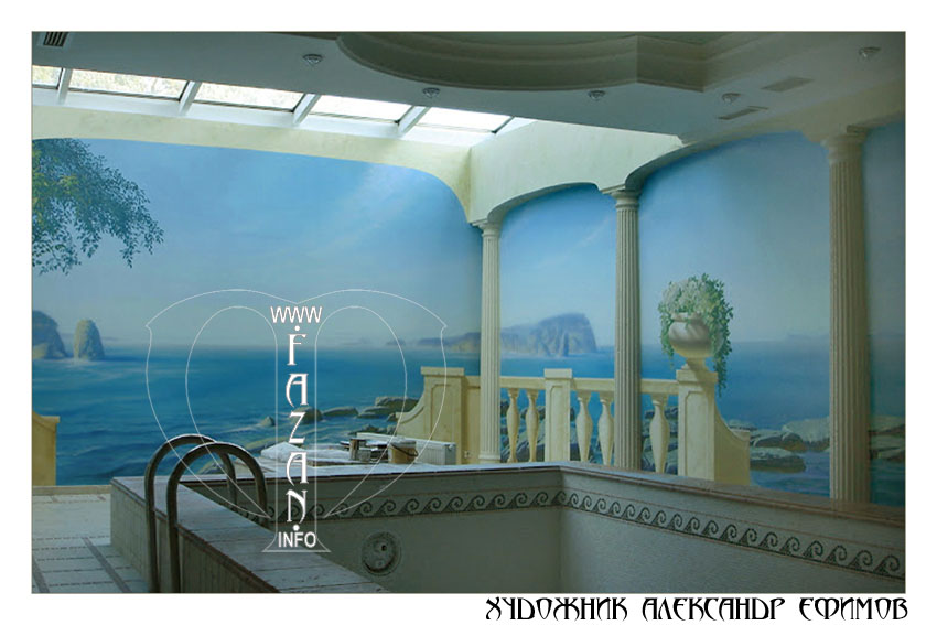 Художественная роспись стен в частном бассейне, фото 06.