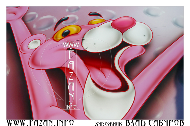 Аэрография  по мотивам мультфильма "The Pink Panther" автомобиля Lexus RX350. Фото 10.