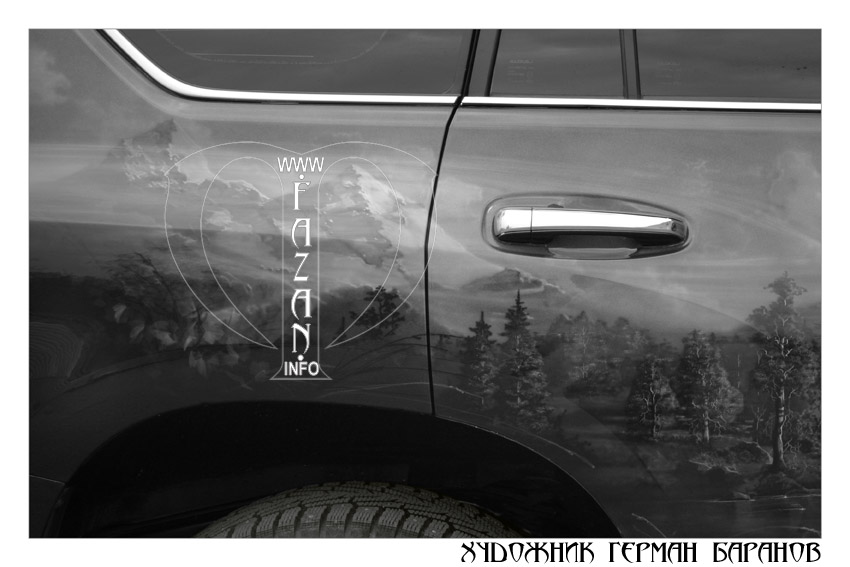 Аэрография гор на черной машине  Lexus GX 460. Фото 19
