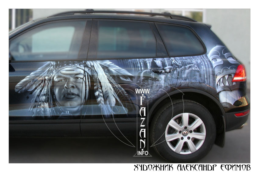 Аэрография на Volkswagen Touareg по мотивам фильма "Мертвец", фото 04.