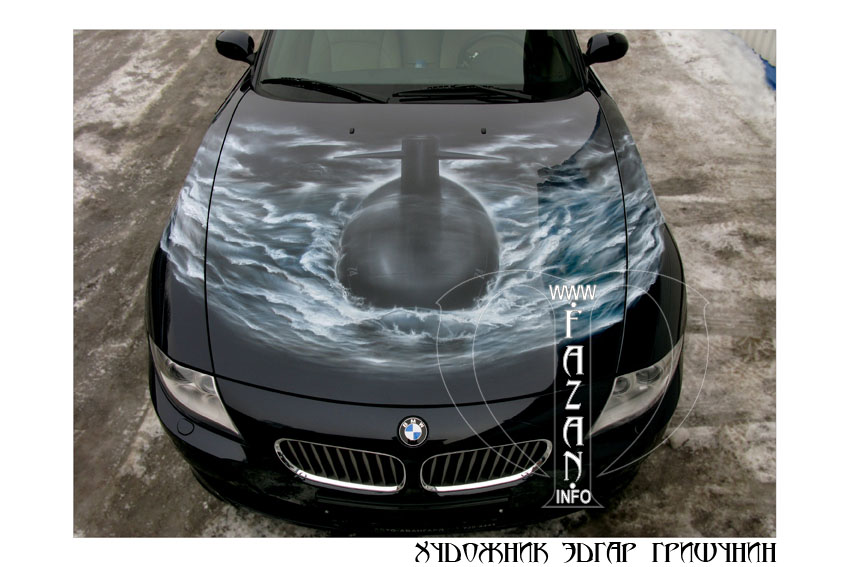 Аэрография на авто BMW Z4. "Подводная лодка". Фото 03.