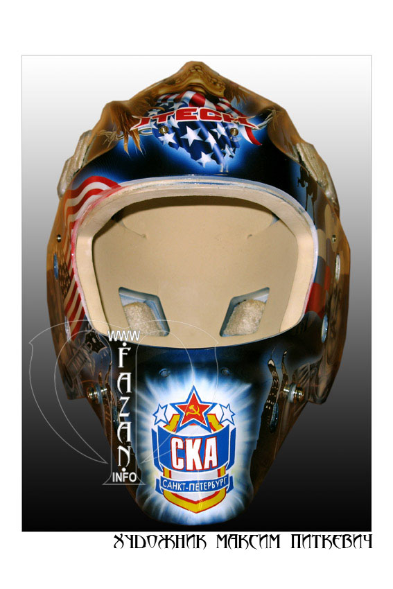 Аэрография на хоккейном шлеме вратаря. Замена логотипа. Фото 03.