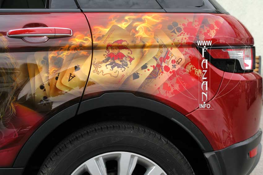 Аэрография Джокер на красном Range Rover Evoque, фото 09.
