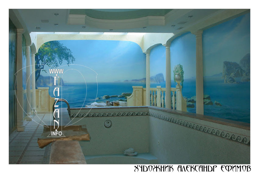 Художественная роспись стен в частном бассейне, фото 05.