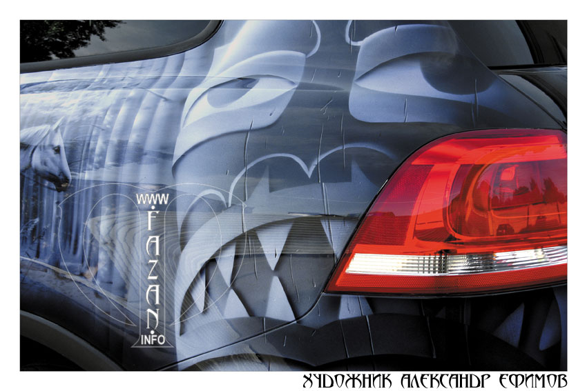 Аэрография на Volkswagen Touareg по мотивам фильма "Мертвец", фото 12.
