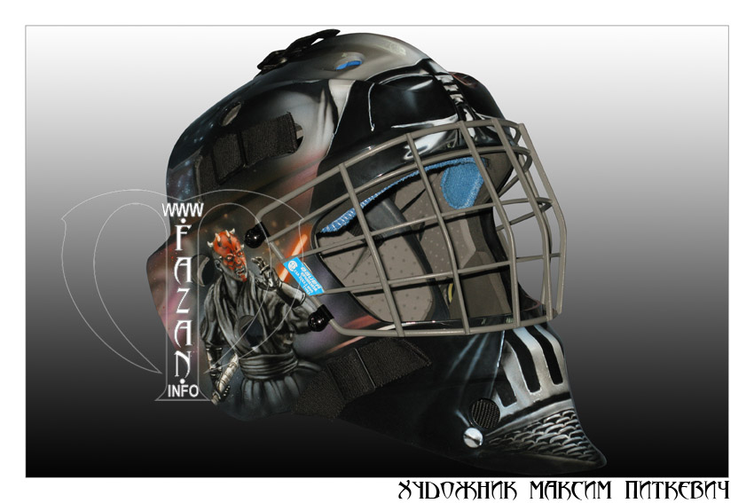 Аэрография на хоккейный шлем по мотивам фильма "Звездные войны". Фото 02.