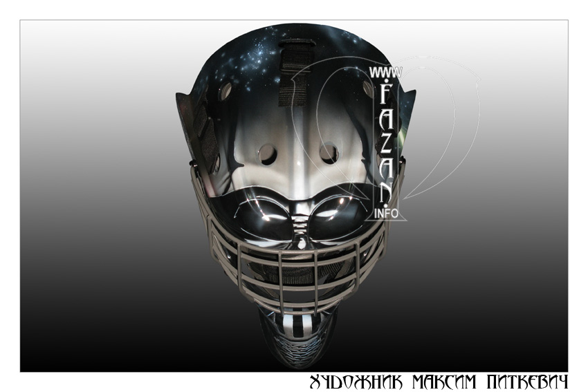 Аэрография на хоккейный шлем по мотивам фильма "Звездные войны". Фото 06.