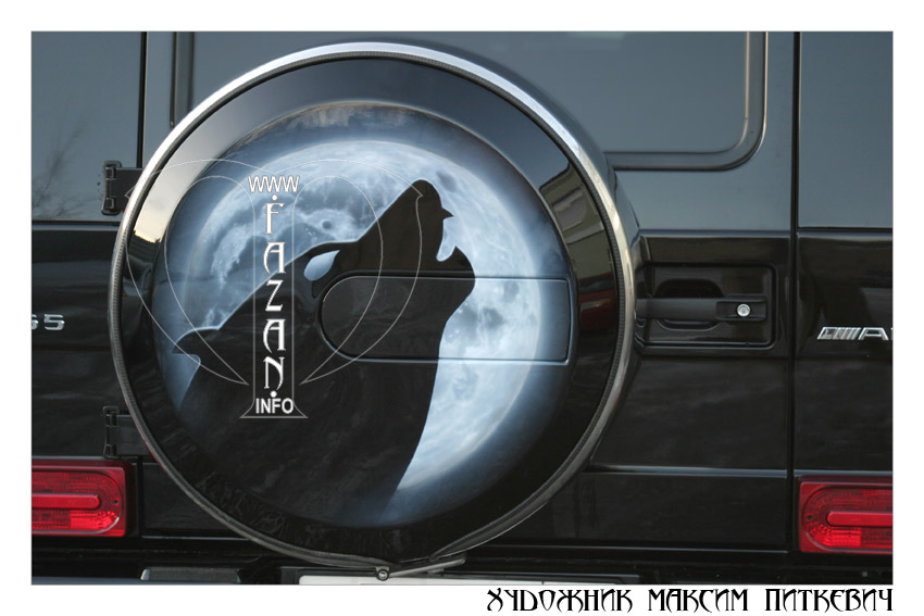 Аэрография на чехле запасного колеса. Фото 03.