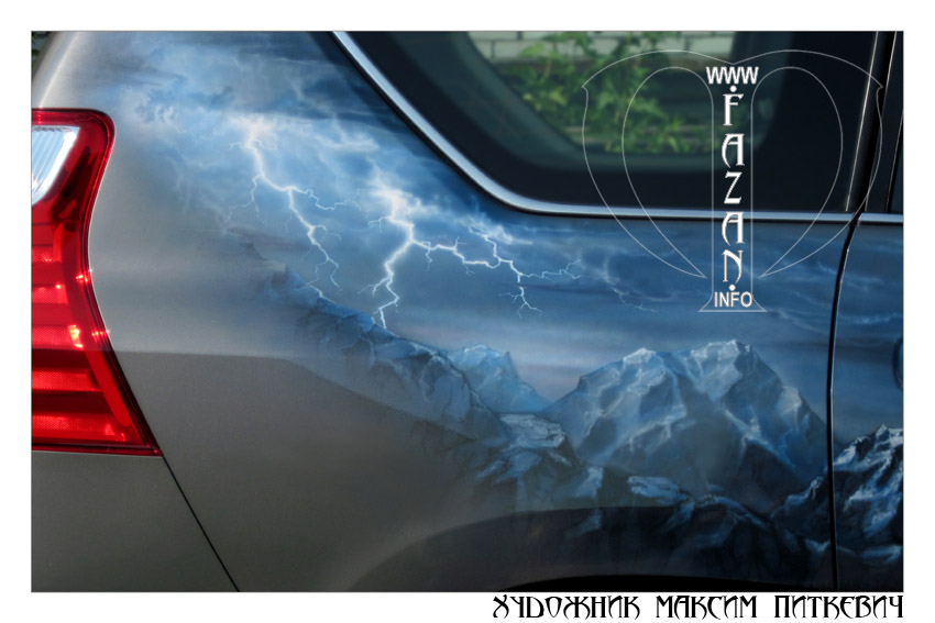 Аэрография на сером автомобиле Lexus GX460, фото 16.
