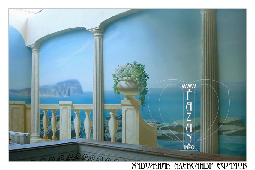 Художественная роспись стен в частном бассейне, фото 31.