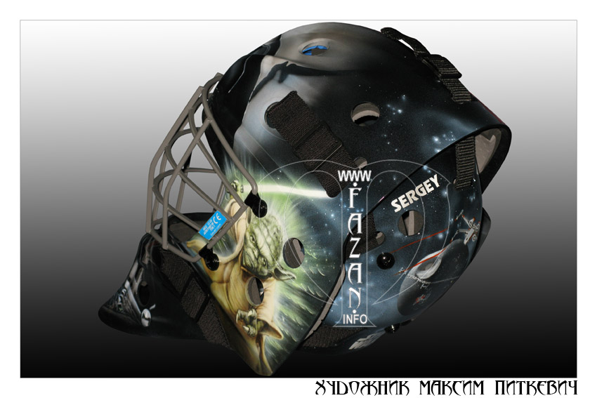 Аэрография на хоккейный шлем по мотивам фильма "Звездные войны". Фото 10.