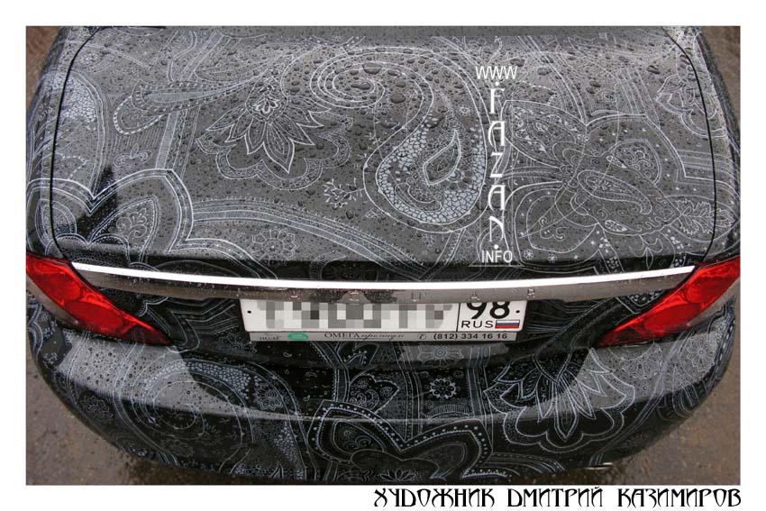 Аэрография Пейсли на автомобиле Jaguar X-Type. Фото 07.