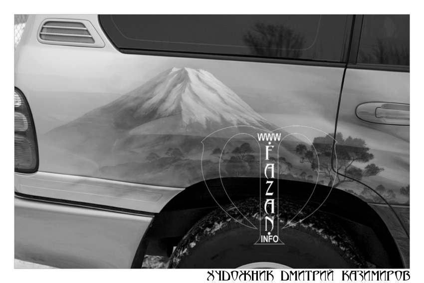 Аэрография по мотивам фильма "Последний самурай" на автомобиле Toyota Land Cruiser 100. Фото 20.
