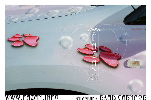 Аэрография  по мотивам мультфильма "The Pink Panther" автомобиля Lexus RX350. Фото 02.