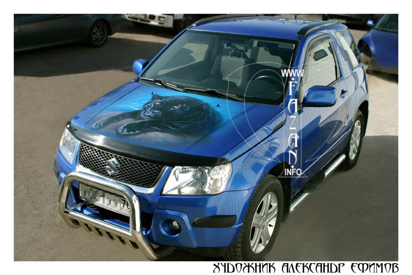 Аэрография на капоте авто Suzuki Grand Vitara. Фото 01.