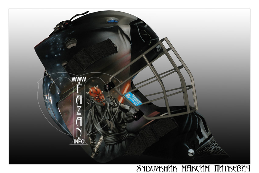 Аэрография на хоккейный шлем по мотивам фильма "Звездные войны". Фото 03.