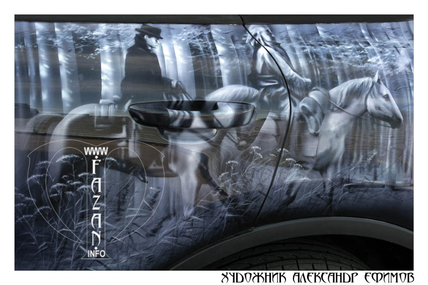 Аэрография на Volkswagen Touareg по мотивам фильма "Мертвец", фото 10.