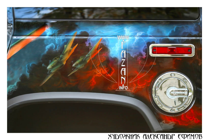 Аэрография на тему Великой Отечественной войны на автомобиле Hummer H2. Фото 23.