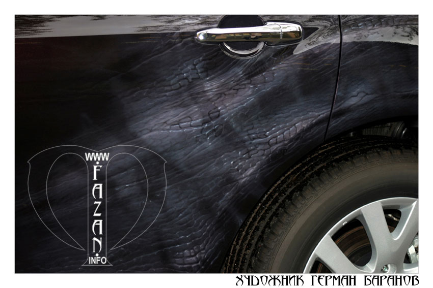 Аэрография Змеиная кожа на сиреневом авто Mazda CX-7. Фото 06.